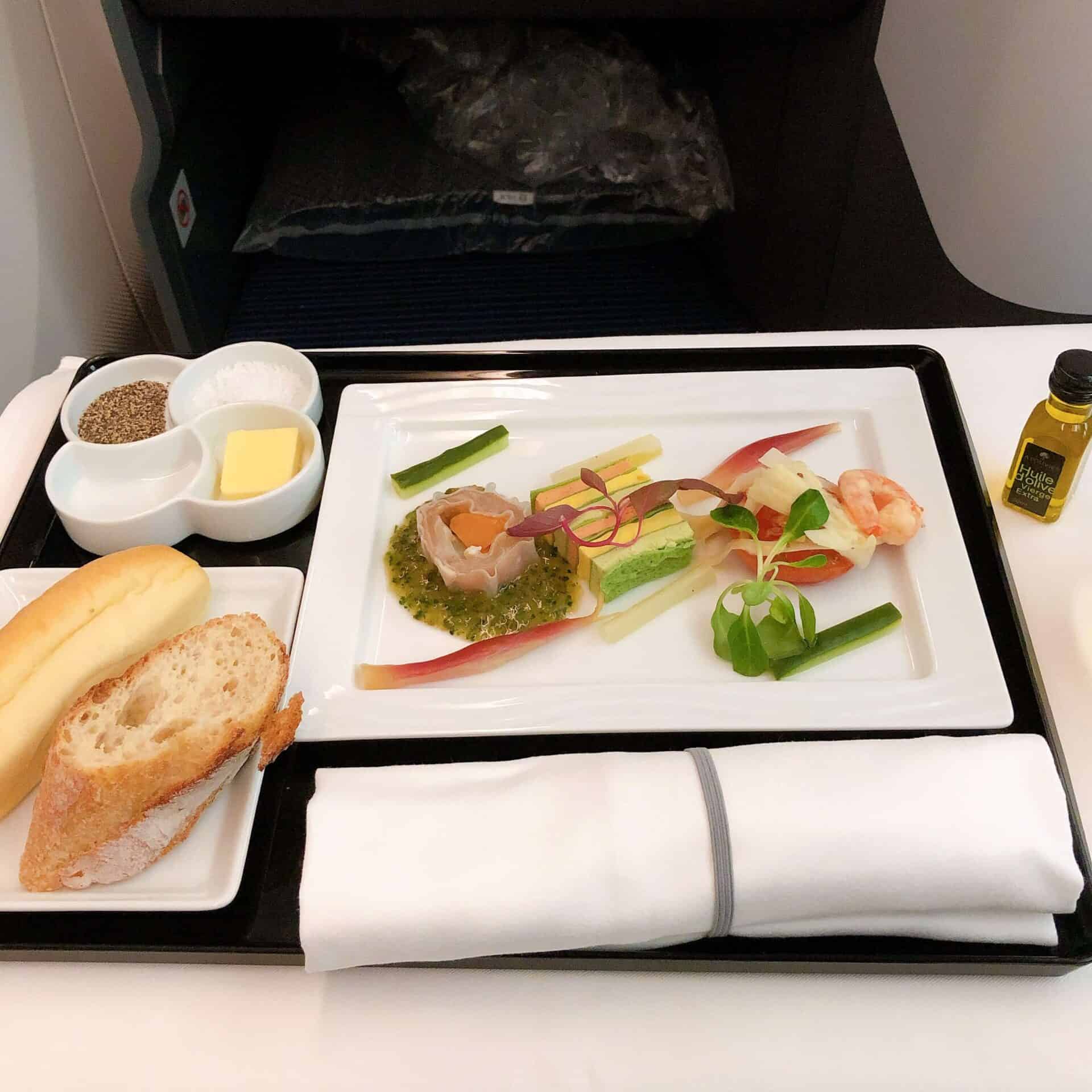 ビジネスクラスの機内食前菜