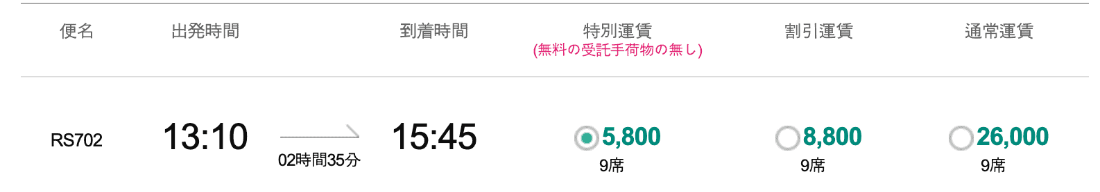 エアソウルの公式サイト運賃