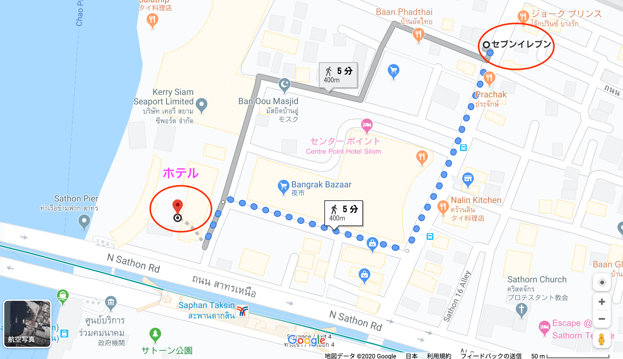 シャングリラホテルからコンビニまでは距離がある