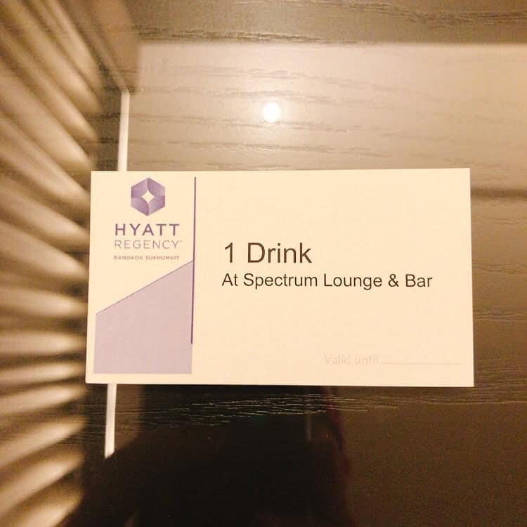 チェックイン時にもらったワンドリンクチケット