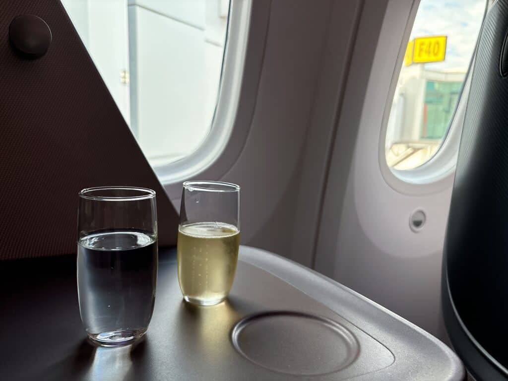 シンガポール航空の機内で提供されたシャンパン