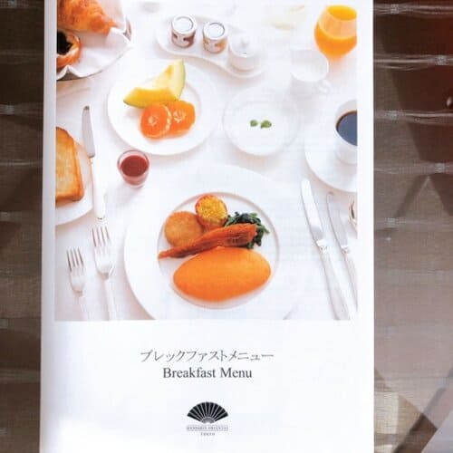 朝食のメニュー表