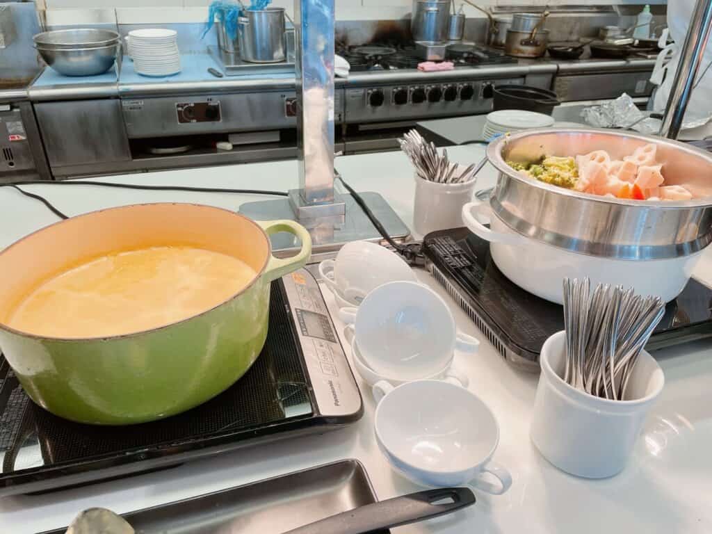 蒸し野菜とコーンスープ