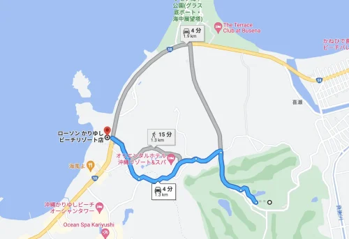 近くにあるコンビニまでの経路