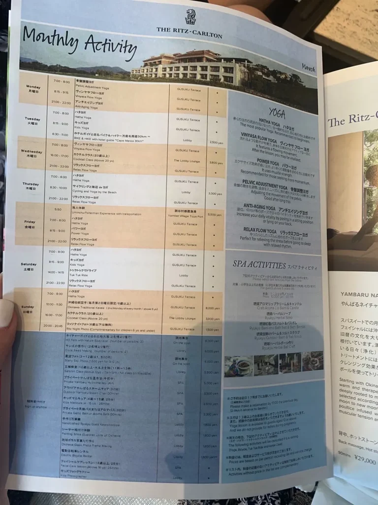 アクティビティ表