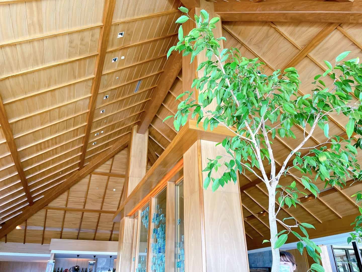 レストランの天井が高いことがわかる写真