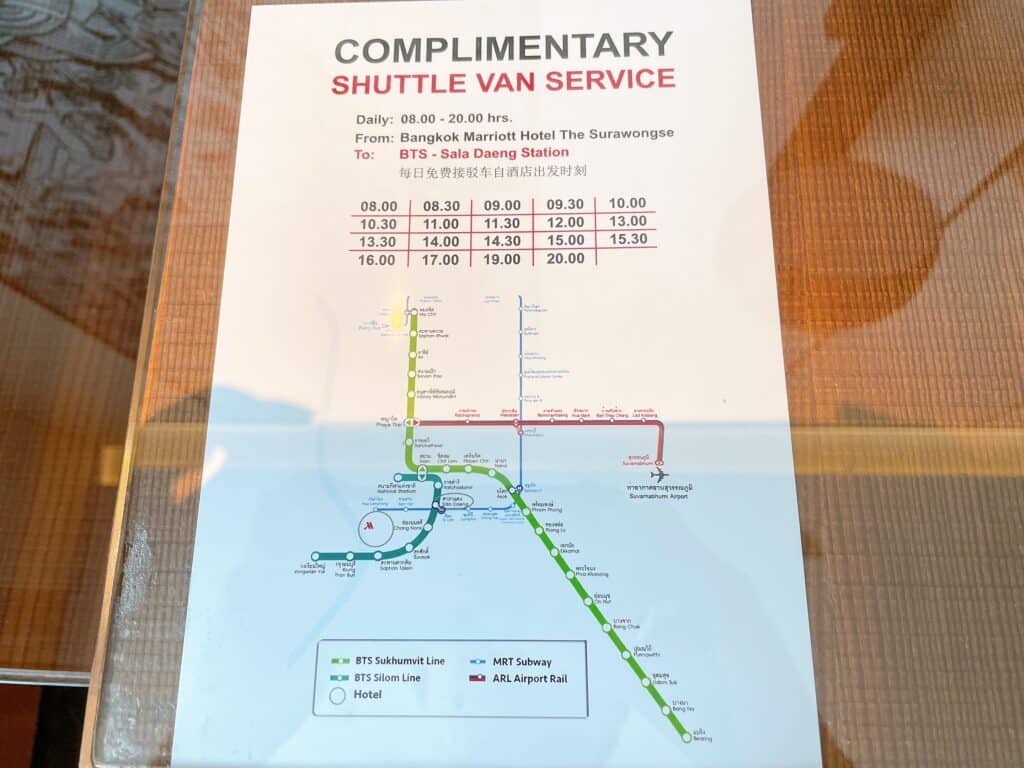 シャトルバスの時刻表