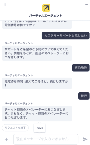 エクスペディアのカスタマーサポートとコミュニケーションをとっている様子
