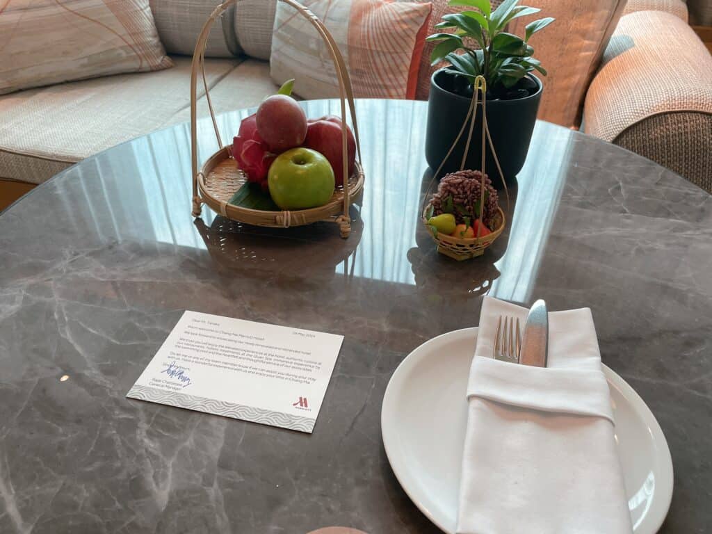 テーブルに置かれていたウェルカムフルーツ