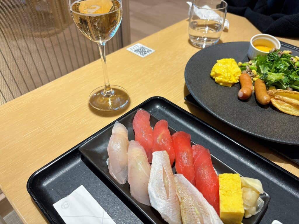 シャンパーニュと握りたての鮨