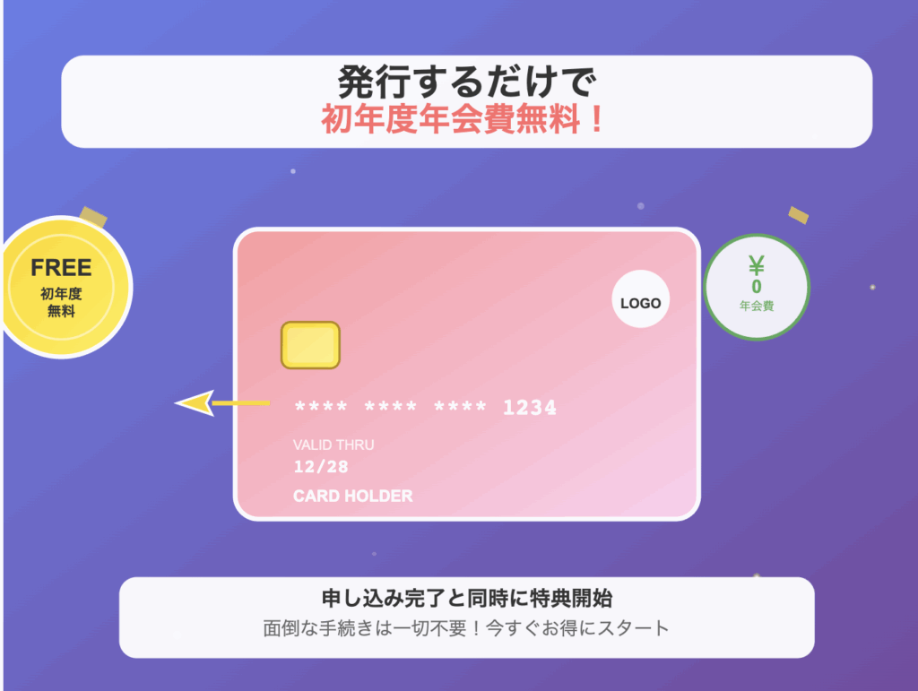 発行するだけで初年度年会費が無料のオリジナルイラスト