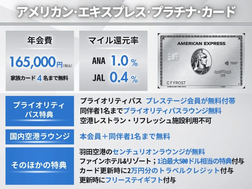 アメックスプラチナカードの基本情報をまとめたオリジナル図解