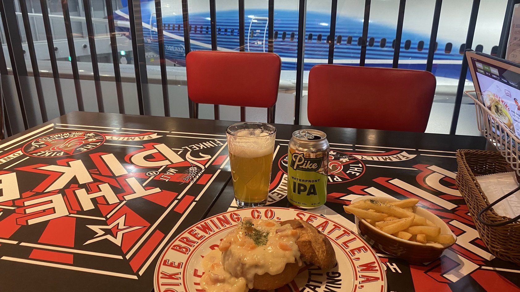 クラムチャウダーとオリジナルIPAビール